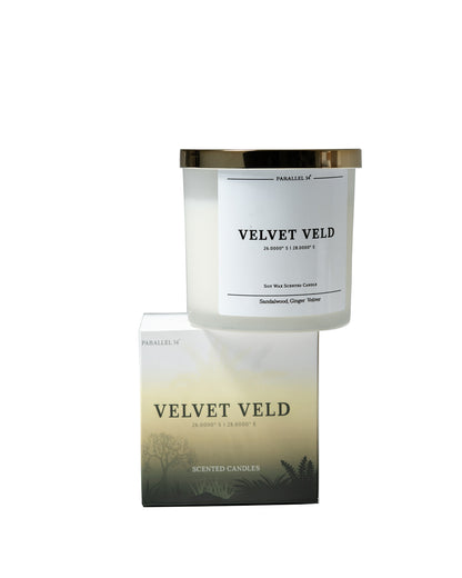 Velvet Veld Large Luxury Candle – Soy Wax,  Sandelwood, Ginger, Vetiver